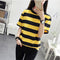 Img 3 - Summer Women T-Shirt Korea ulzzang All-Matching Loose Yellow Black Striped Round-Neck Short Sleeve