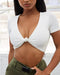 IMG 111 of Summer Women Sexy Knot Short Tops V-Neck Sleeve Casual T-Shirt