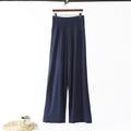 Img 8 - High Waist Wide Leg Straight Pants Women Korean Casual Loose Plus Size Modal Long Culottes
