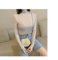 IMG 134 of Korean Office Slim Look Solid Colored Under Stand Collar Sweater Women Outerwear