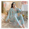 IMG 117 of Popular Streaming Pajamas Women Lapel Cotton Long Sleeved Trendy Western Cardigan Loungewear Sets Sleepwear