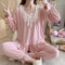 ins Women Pajamas Sleeve Length Pants Adorable Korean Cartoon Printed Casual Loungewear Sleepwear