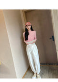 IMG 117 of Korean Office Slim Look Solid Colored Under Stand Collar Sweater Women Outerwear