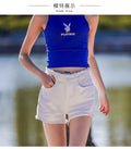 IMG 107 of White Stretchable Denim Shorts Women High Waist A-Line Summer Plus Size Wide Leg Loose Black insHot Pants Shorts