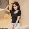 Img 7 - Summer Short Sleeve T-Shirt Women insTops Sexy Tube Bow Puff Sleeves Slim Look Niche Trendy