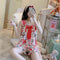 Summer Pajamas Women Silk Korean Strap Cartoon Adorable Casual Loungewear Sets Sleepwear