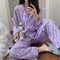 Korea Korean INS Chequered Pajamas Women Sleeve Length Pants Cardigan Adorable Cartoon Sets Loungewear Sleepwear