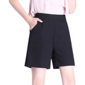 Img 5 - Shorts Women Summer Loose Plus Size Mom Ice Silk Cotton Blend Wide Leg Casual White Bermuda
