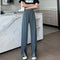 Img 6 - Splitted Pants Women High Waist Straight Floor Length Suit Drape Long