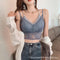 Img 2 - Sexy Lace Bare Back V-Neck False Two-Piece Strap Cross Bra Pad Camisole Women Camisole