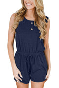 Img 9 - Women Europe Trendy Round-Neck Sleeveless Casual Button Strap One-Piece Shorts