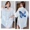 Adorable Shirt Pajamas Women Summer Long Sexy Silk Pyjamas Short Sleeve Thin Korean Boyfriend Loose Outdoor Sleepwear