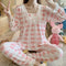 ins Women Pajamas Sleeve Length Pants Adorable Korean Cartoon Printed Casual Loungewear Sleepwear