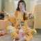 Streaming Popular Casual Pajamas Women Cardigan Sleeve Length Pants Europe Loungewear Sets Sleepwear