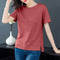 IMG 106 of Korean Short Sleeve T-Shirt Women Summer Loose Plus Size Slim Look Mom Embroidery Tops T-Shirt