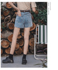 IMG 110 of Vintage Hong Kong Wide Leg Shorts Summer Casual High Waist Loose Denim Women Shorts