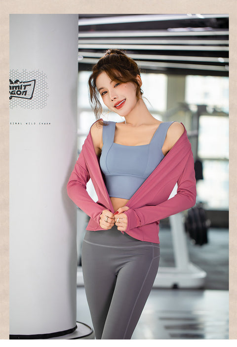 IMG 102 of Mesh Sporty Women Long Sleeved Jogging Quick Dry Popular Stand Collar Zipper Cardigan Jacket Yoga Tops Outerwear