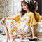 Short Sleeve Pyjamas Cotton Women Thin Mid-Length Dress Pajamas Cartoon Loose Casual Loungewear Sleepwear