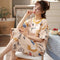 Pajamas Women Summer Cotton Short Sleeve Cropped Pants Loose Plus Size Korean Pregnant Woman Loungewear Sets Sleepwear