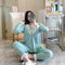 insPopular Streaming Solid Colored Pajamas Women Princess Long Sleeved Outdoor Loungewear Sleepwear