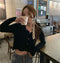 IMG 120 of chicShort Sweater Thin Solid Colored Bare Belly Tops Women Trendy Cardigan Outerwear
