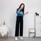 Img 8 - Ice Silk Wide Leg Pants Women Summer High Waist Thin Drape Loose Floor Length Casual Straight Long