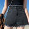Img 7 - Black Denim Shorts Women Summer High Waist Slim Look Thin A-Line Loose Hot Pants Korean