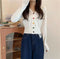 V-Neck Colourful Button Cardigan Short Long Sleeved Korean Sweater Women Elegant Sweet Look Tops Outerwear