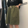 IMG 126 of Purple Shorts Women Cotton Mid-Length Straight Wide Leg Summer Loose Plus Size Casual Bermuda Shorts