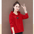 Img 1 - Thick Embroidered Flower Casual Hooded Sweatshirt Women Trendy Student Loose Tops