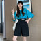 Img 2 - Suits Mid-Length Shorts Women Summer Loose Plus Size Outdoor High Waist Straight Hong Kong Casual Pants