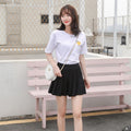 Suits Fabric High Waist Pleated Women Summer Skirt A-Line Slim-Look Anti-Exposed Black