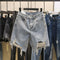 Img 1 - Ripped Denim Shorts Women Burr Plus Size High Waist Slim Look A-Line Bermuda Summer Loose Thin