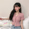 IMG 132 of Korean Bare Belly Short Ruffle V-Neck Sweater Women Outdoor Cardigan bmTops Outerwear