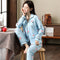 Popular Pajamas Women Long Sleeved Cardigan Lapel Korean Knitted Loungewear Two-Piece Sets Plus Size Sleepwear