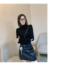 IMG 175 of Korean Office Slim Look Solid Colored Under Stand Collar Sweater Women Outerwear