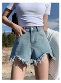 IMG 117 of All-Matching Blue Denim Shorts Women Summer Korean Tall Look Slim Look Loose Pants A-Line Student Hot Trendy Shorts