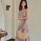 Img 1 - French Vintage Floral Dress Women Summer Korean Petite Sleeveless Mid-Length Slip Dress