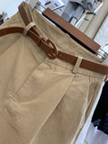 IMG 106 of Cotton High Waist A-Line Bermuda Shorts Wide Leg Cargo Women Loose Casual Pants Shorts