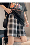 IMG 118 of Chequered Shorts Women Summer Loose Student Straight Mid-Length Wide Leg Casual Pants Hong Kong ins Shorts