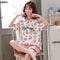 Summer Pajamas Women Short Sleeve Shorts Cotton Korean Loungewear Cartoon Thin Outdoor Sets Sleepwear