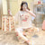 Pajamas Women Summer Short Sleeve Long Pants Three-Piece Plus Size Korean Cartoon Shorts Sweet Look Adorable Loungewear Sleepwear