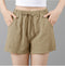 IMG 113 of Striped Cotton Shorts Short Wide Leg Women Pants Summer Loose Pocket Elastic Waist Shorts