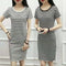Img 2 - Summer Mid-Length Korean Striped Round-Neck Slimming Short Sleeve Loose Black Slim-Look Dress