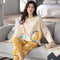 Pajamas Women Cotton Long Sleeved Korean Plus Size Loose Two-Piece Sets Loungewear Sleepwear