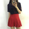 Img 12 - College Pleated Short Skirt High Waist A-Line Solid Colored Mid-Length Skirt