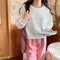 IMG 137 of Korean Student Short Loose All-Matching Long Sleeved Sweatshirt Women Alphabets Trendy Tops Outerwear