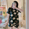 Pajamas Women Summer Short Sleeve Shorts Cartoon Casual Outdoor Round-Neck Loungewear Sets Sleepwear