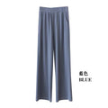 Img 8 - Ice Silk Wide Leg Pants Women Summer High Waist Drape Slim-Look Loose Thin Floor Length Casual Straight Long Pants