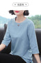 IMG 110 of Summer Korean Short Sleeve T-Shirt Women Three-Quarter Length Sleeves Tops Undershirt Long Sleeved Mom Loose Plus Size T-Shirt